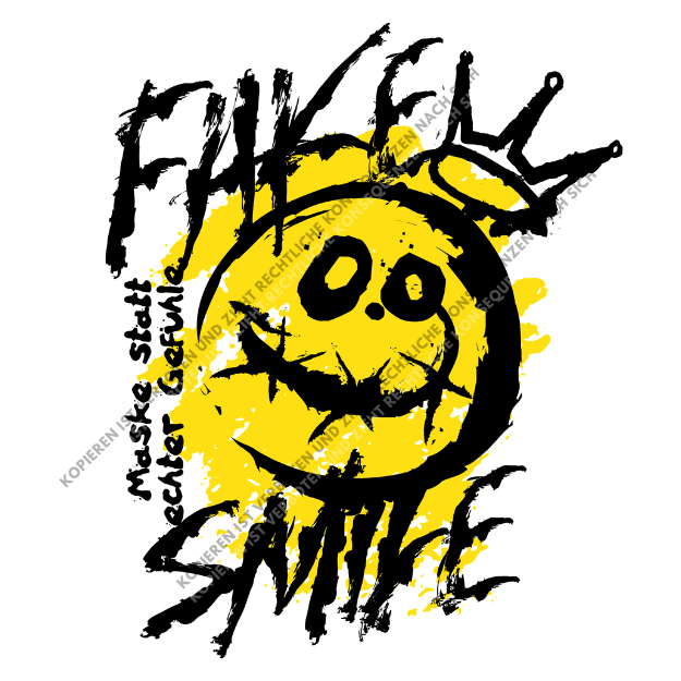 Fake Smile – Masken statt echter Gefühle – DTF-Motiv für ehrliche Selbstausdruck